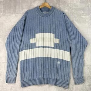 Vintage Blue Willi’s Nautical Rib Knit Sweater Sailboat Denim Size XXL Heritage